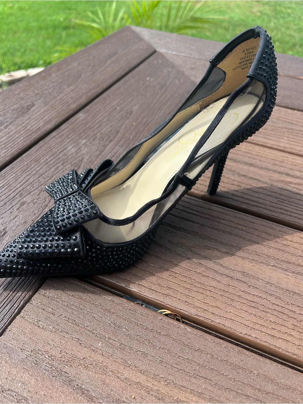 Jessica Simpson Black Studded Pointed-Toe Bow Heels - Picture 4 of 6